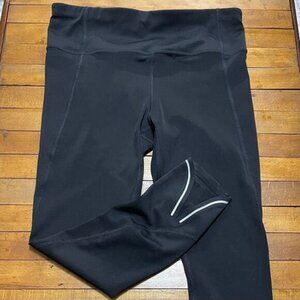Athleta Black Cropped Leggings W/Reflective Ankle
